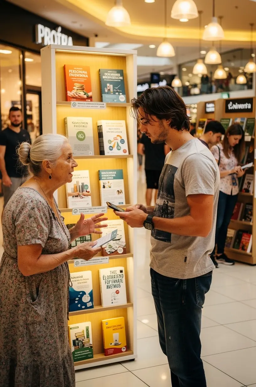 Élő pénzügyi tanácsadás zajlik egy modern, átlátható és professzionális standnál, amely segíti a látogatókat a költségvetés tervezésében.